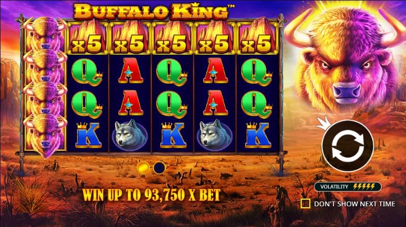 Rodada de giros grátis Buffalo King, giros grátis slots, ativar bônus.